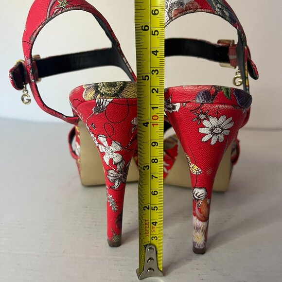 Womens G by GUESS Cenikka Platform Ankle Strap Sandals - 8 1/5  Red Multi - Picture 5 of 9